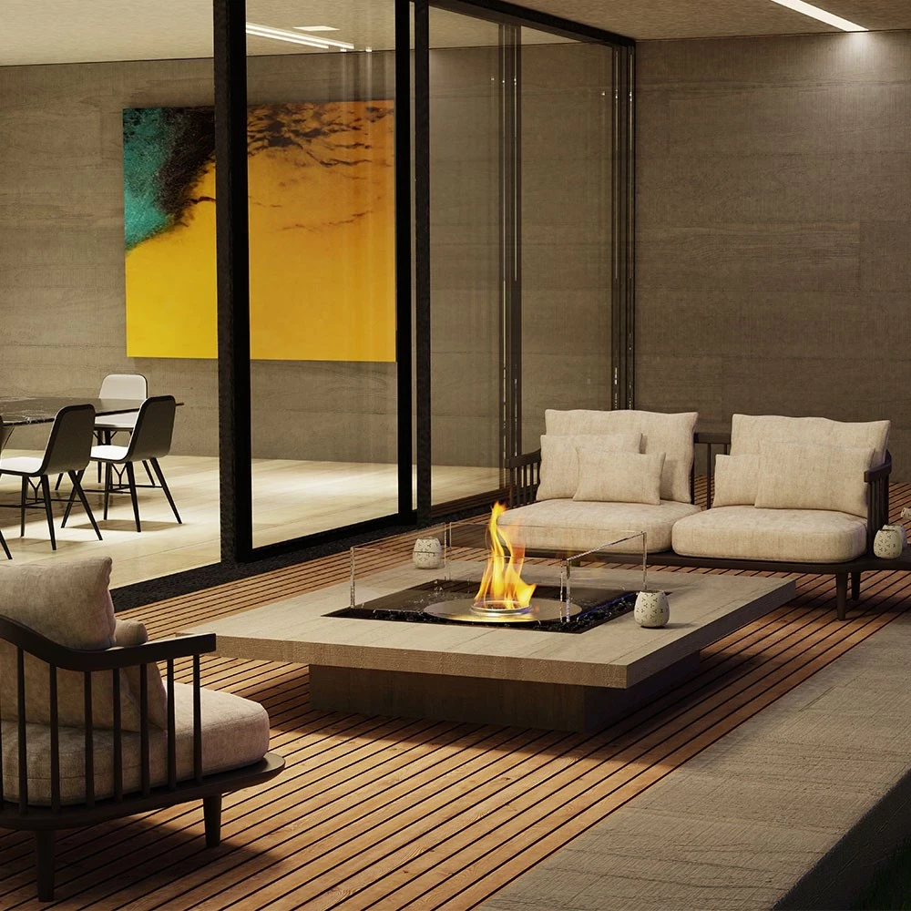 tabletop bioethanol fireplace in living room