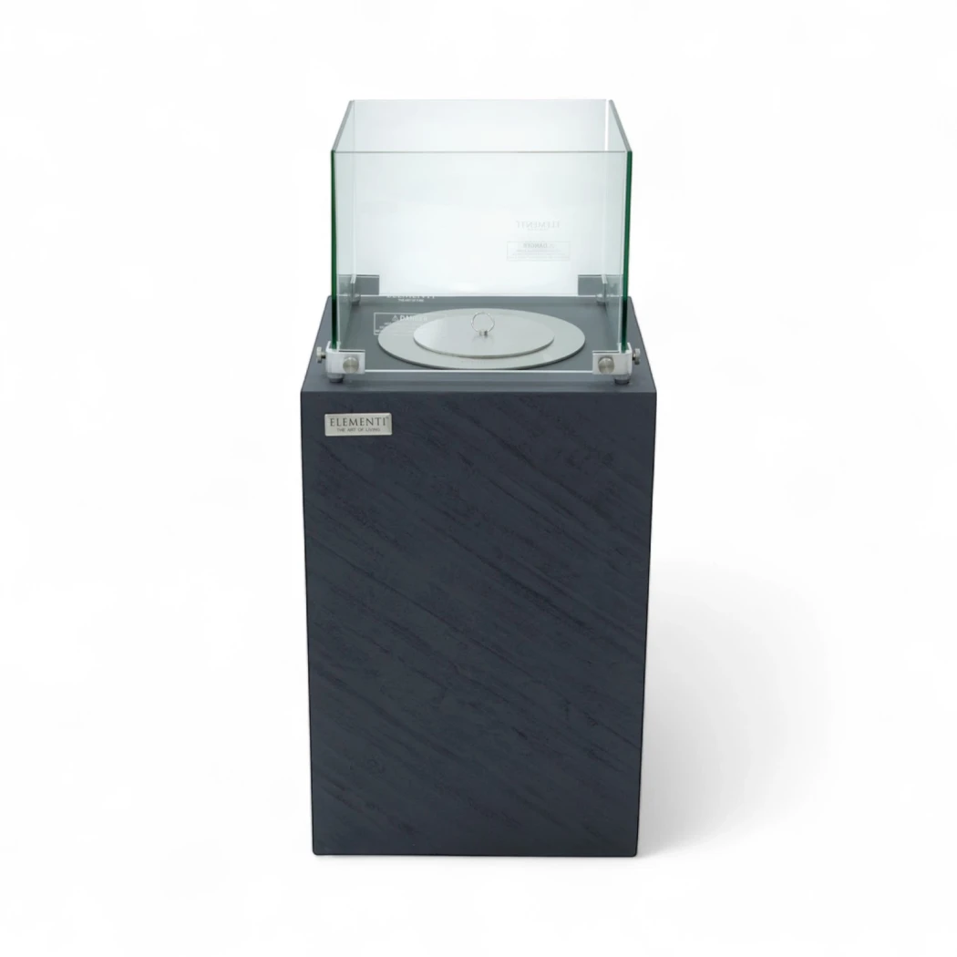 ZERMATT biopejs – Slate Black kvadratisk søjle med glas og 5,5 kW varme