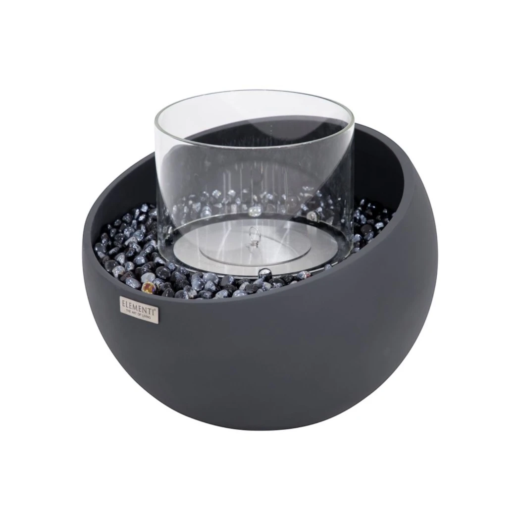 Firenze biopejs – sort rund model i fiberbeton med glas