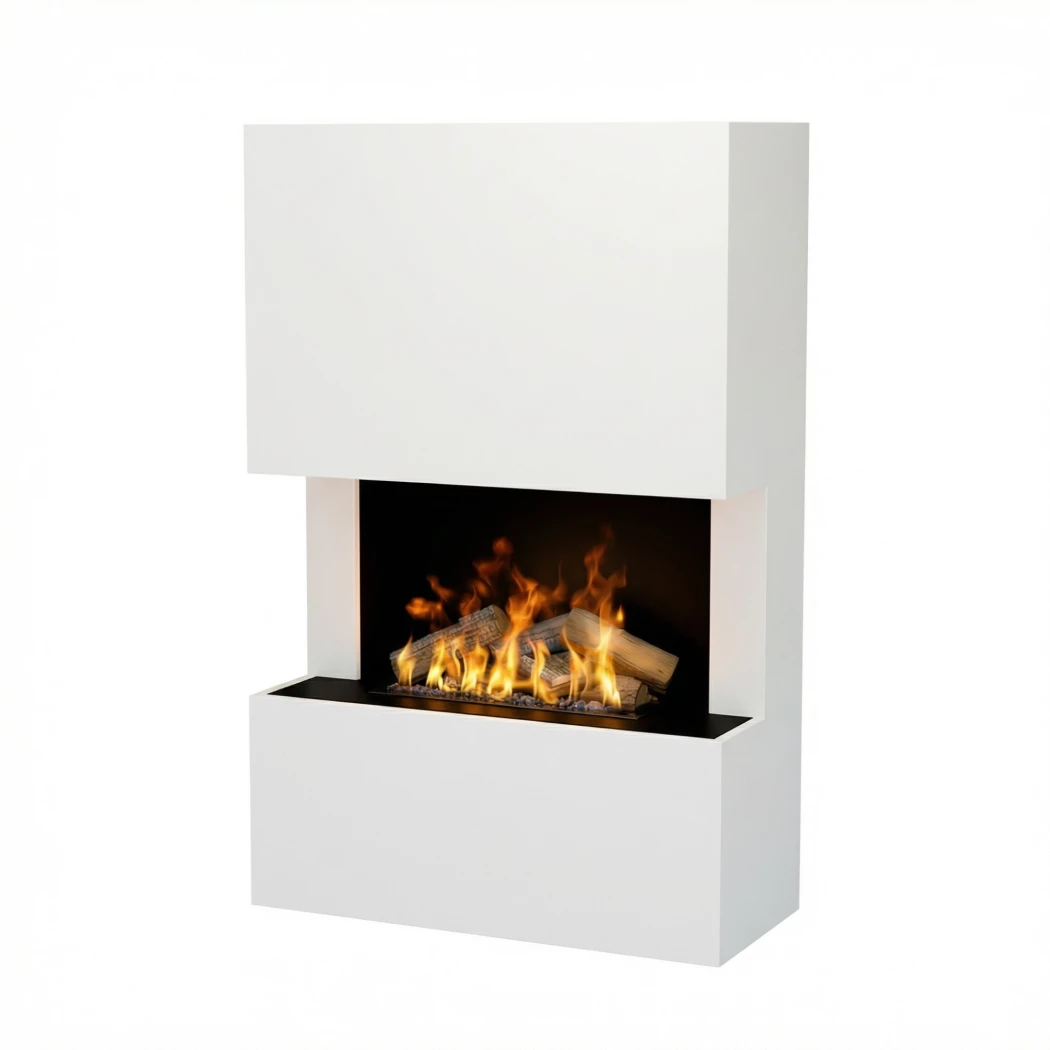 Glow Fire Tucholsky 3-sidet Hvid - OMC 600 | Fritstående Vanddamp Pejs – 91 cm x 150 cm x 35 cm