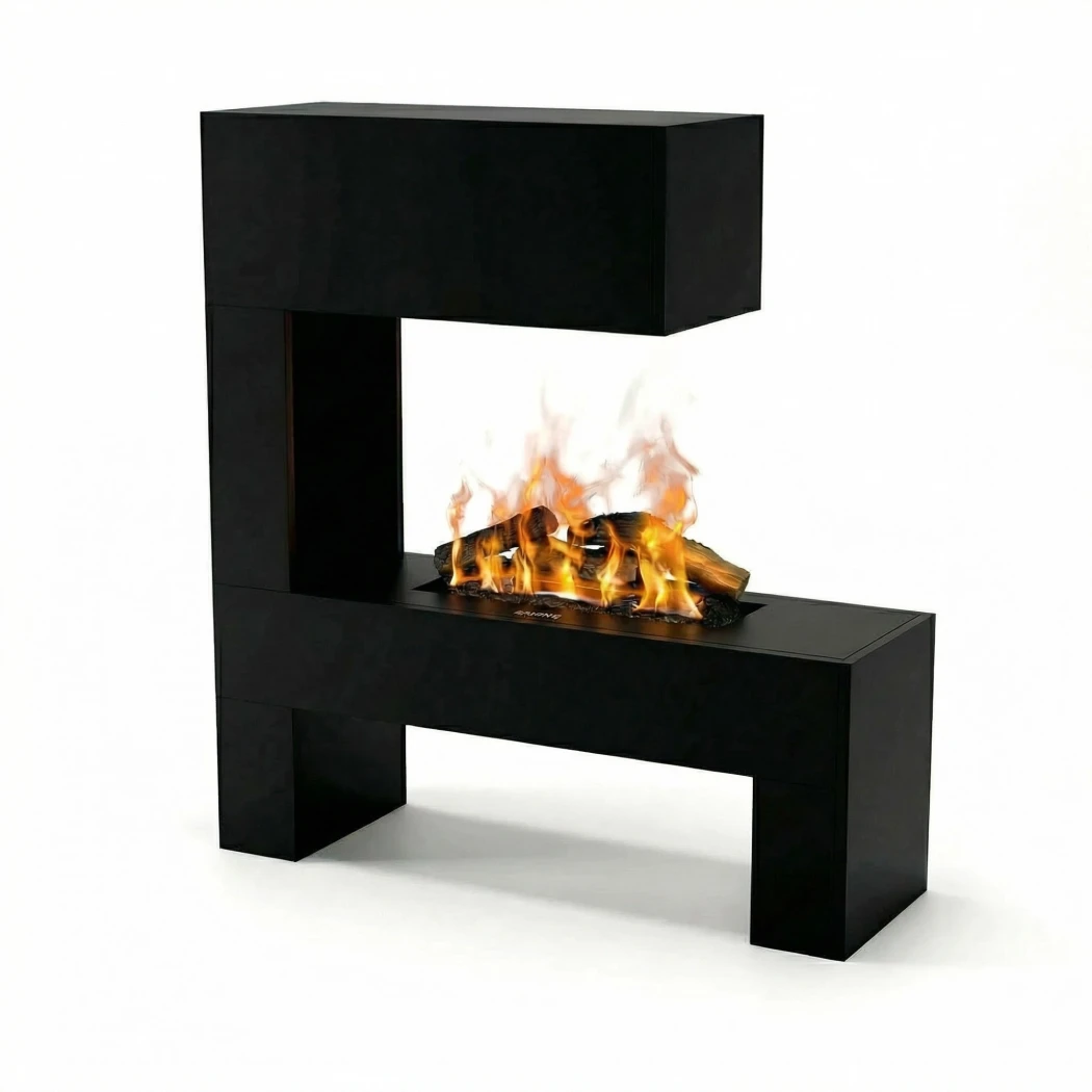 Glow Fire Mozart Sort- OMC 600 | Fritstående vanddamppejs – 120 cm x 110 cm x 35 cm