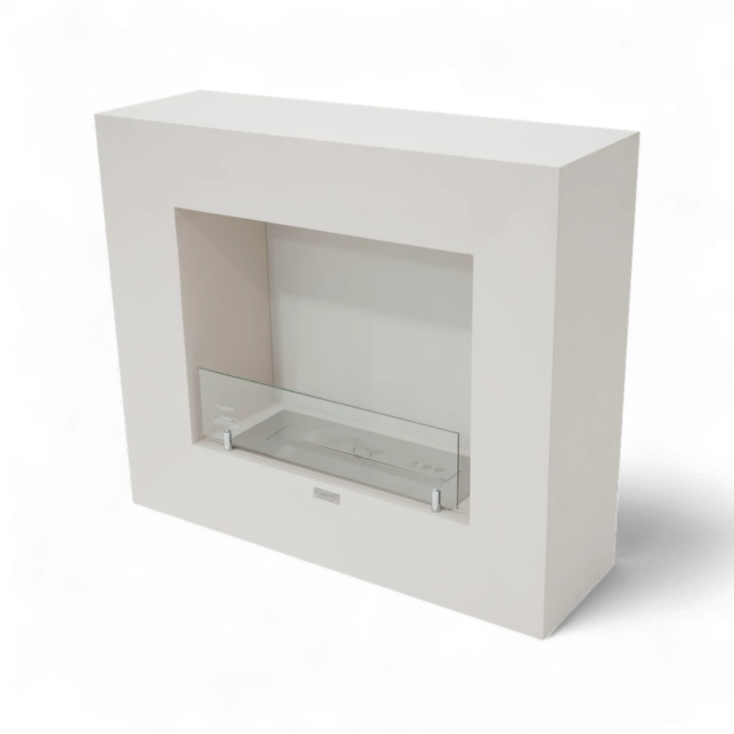 MILANO biopejs – Cream White fritstående pejs med glas og justerbar flamme