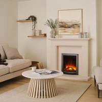 Sway Elegance elektrisk pejs med sort og nikkel frontpanel &ndash; indbygget elektrisk pejs