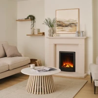 Sway Classic elektrisk pejs med sort/nikkel frontpanel &ndash; Indbygget elektrisk pejs